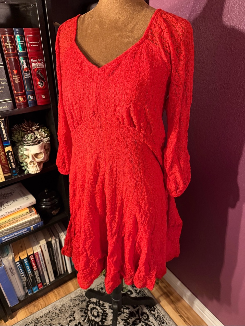 Torrid Red V-Neck Textured knee length Dress - Women